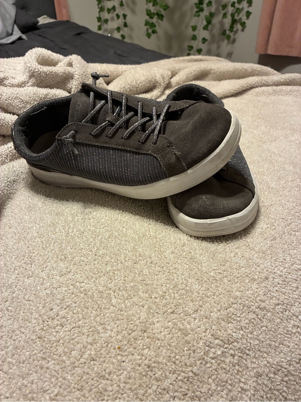 Hey Dude Women's Dark Gray Canvas Slip-On Sneakers